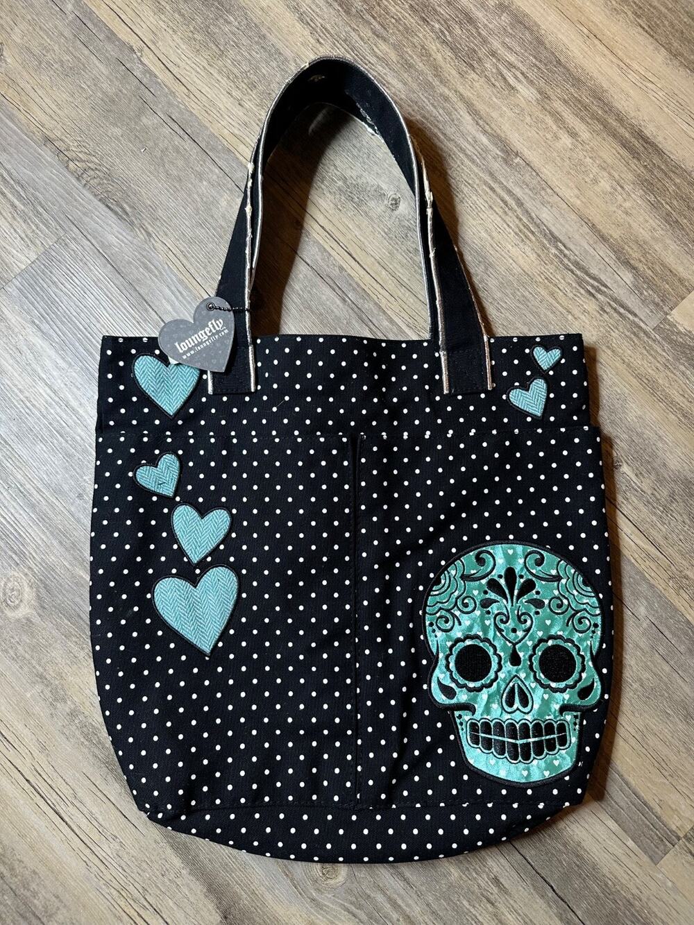 Loungefly Heart Sugar Skull Day of the Dead Women Shoulder Bag Purse Tote *READ*